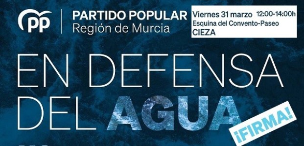 El PP de Cieza sale a la calle con una carpa informativa para “unir a la sociedad en defensa del agua para poner freno al recorte del Tra